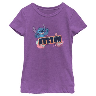 Girl's Lilo & Stitch Bubble Stitch Name T-Shirt