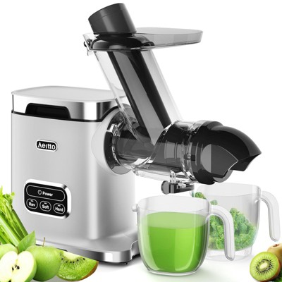 Aeitto Cold Press Juicer Powerful Slow Juicer, Juicer Machine, Dishwasher-Safe, BPA-Free，Large Capacity, High Juice Yield, Silver