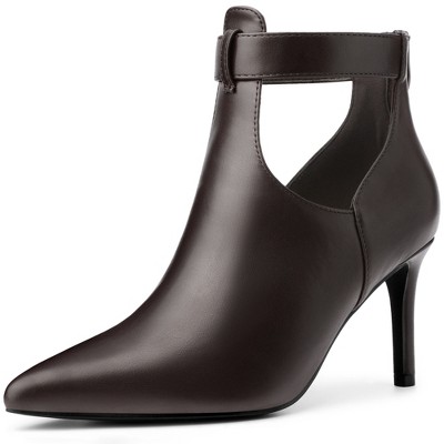 BLISSFUL STEP Women's Cutout Back Zip Stiletto Heel Pointed Toe Booties Ankle Boots