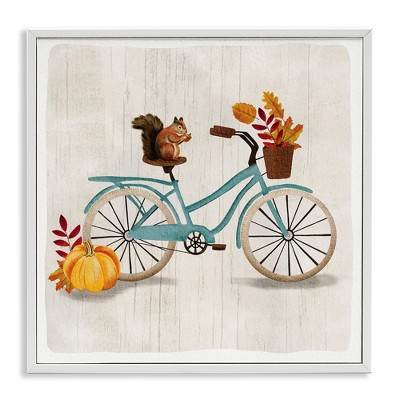 Stupell Industries Squirrel on Autumnal Bicycle Black Framed Giclee Art