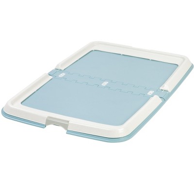 IRIS USA Fits 23.5"x35.5" Pad Holder, Larger, XL, Marking and Leg Lifting Dog Pad Hoder, Foldable, Secured Latches, Non-Skid Rubber Feet, Blue