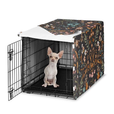Sweet Jojo Designs Girl Dog Crate Kennel Cover 24in. Boho Floral Wildflower Black and Orange