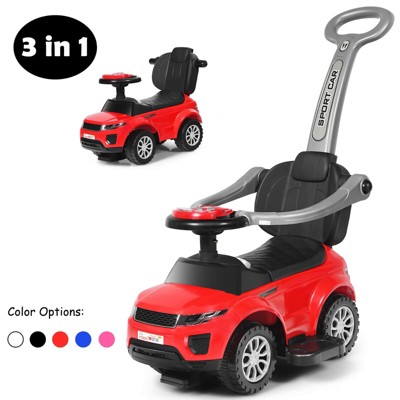Safstar Ride On Push Car, Sliding Car w/Push Handle & Detachable Guardrail, Sound & Lights, Under Seat Storage for Toddlers 1-3, Gift for Kids, Red