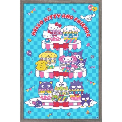 Trends International Hello Kitty and Friends: 25 Sweet Cupcakes - Group Framed Wall Poster Prints