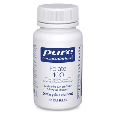Pure Encapsulations Folate 400 - Metafolin L-5-MTHF Supplement to Support Cardiovascular, Cellular, and Neural Health* - 90 Capsules