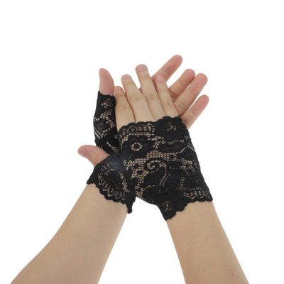 Unique Bargains Women's Flower Sunblock Fingerless Gloves 1 Pair