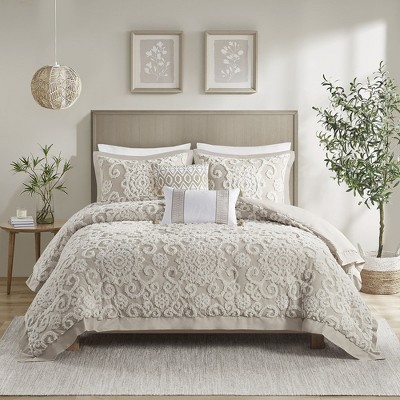 LIVN CO. 3D Tufted Embroidered Medallion Cotton Chenille Comforter Set
