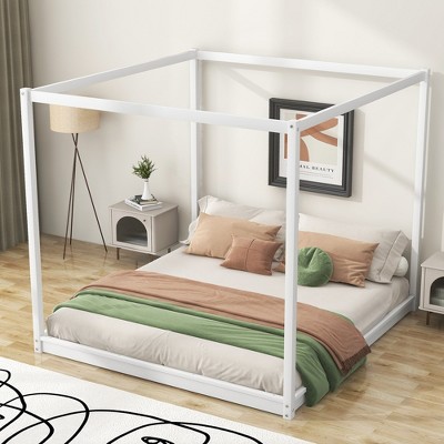 Whisen Queen Size Canopy Platform Bed with Support Legs