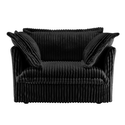 Ridstar Modern Single Sofa with 1 Big Back Cushion and 2 Big Toss Pillows For Living Room & Bedroom-Black