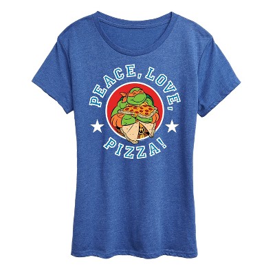 Women's - Teenage Mutant Ninja Turtles - Peace Love Pizza Short Sleeve Graphic T-Shirt