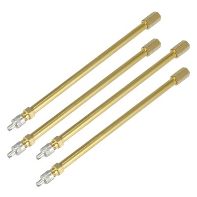 Unique Bargains Brass Wheel Tire Valve Extender Stem Extension Inflation Stright Pole 4 Pcs