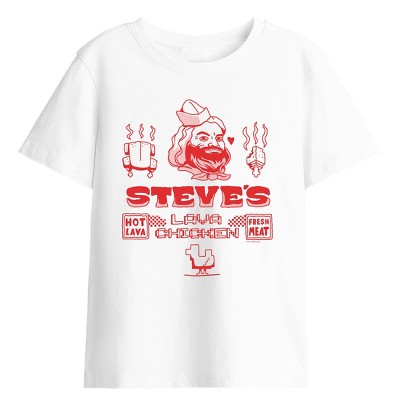 A Minecraft Movie Steve’s Lava Chicken Adult White Crew Neck Short Sleeve T-shirt