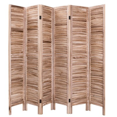 Costway 67'' High 6 Panel Room Divider Furniture Classic Venetian Wooden Slat Home