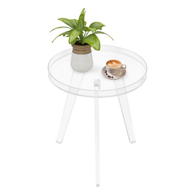 YIYIBYUS Modern Round Acrylic Side Table, Clear Side Table