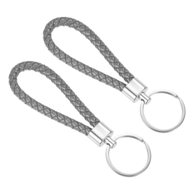 Unique Bargains PU Braided Leather Keychain for Bag Wallet Decoration 2 Pcs