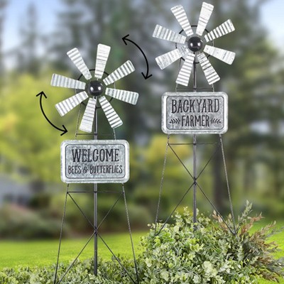 The Lakeside Collection Farm Wind Spinner Stake