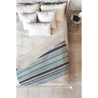 Sheila Wenzel-Ganny Lavender Mint Blue Stripes Fleece Blanket - Deny Designs