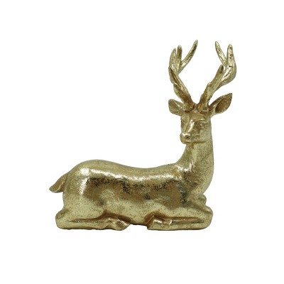 Transpac Golden Reindeer Figurine Resin Christmas Decor Tabletop Holiday Gift Festive Indoor Decoration