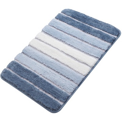 PiccoCasa Microfiber Striped Bathroom Rugs Shaggy Soft Thick and Absorbent Bath Mat
