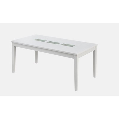 Lifestorey Diamond Rectangular Dining Table White: 6-Seater, MDF & Rubberwood, Non-Extension, Contemporary Style