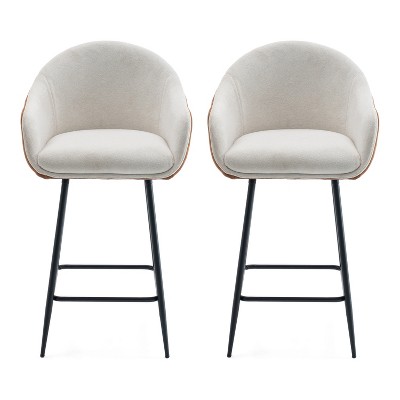 Christopher Knight Home Aveline 26.5'' Modern Upholstered Bar Stools with Metal Legs (Set of 2)