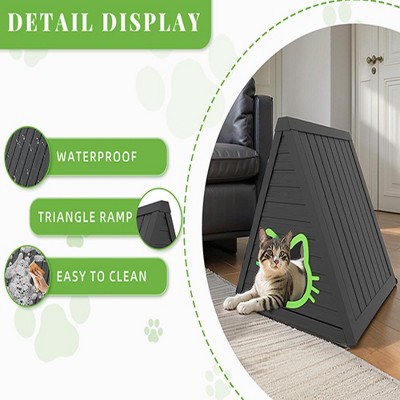 Texsens Sloped Roof Outdoor Cat House Weather Resistant Odor Blocking and Moisture Proof Design