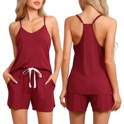 cheibear Women's Modal Racerback Cami Top with Shorts Pajama Set