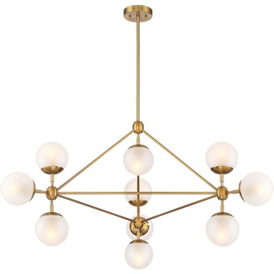 Possini Euro Design Gable Soft Gold Chandelier 40 1/2" Wide Modern Frosted Glass Globe Shade 10-Light Fixture for Dining Room House Kitchen Island