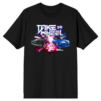 Fast & Furious Take The Wheel Crew Neck Short Sleeve Men's Black T-shirt