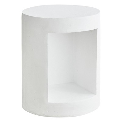 LeisureMod 17” Wide Round Side Table in Fiberstone with Open Storage and Painted Finish, Indoor/Outdoor Use, No Assembly, Nook Collection
