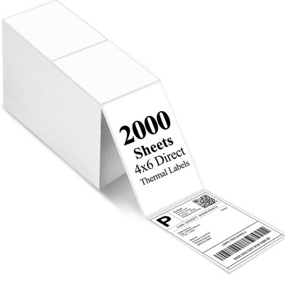 LotFancy 4x6 in Thermal Labels, 2000 Shipping Labels, Perforated, White Postage Mailing Labels