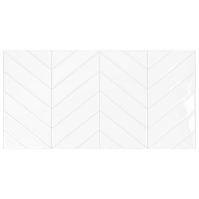 Smart Tiles 2pk Chevron XL Glossy Peel & Stick 3D Tile Paper Backsplash White: Vinyl Self-Adhesive Kitchen Wall Decor