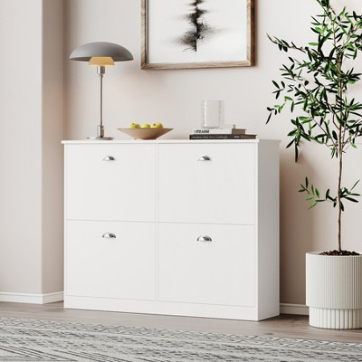 TIRAMISUBEST Space Saving 4-Drawer Shoe Cabinet - Hidden Slim Design for Entryway, Hallway, Bedroom, Easy Assembly, White