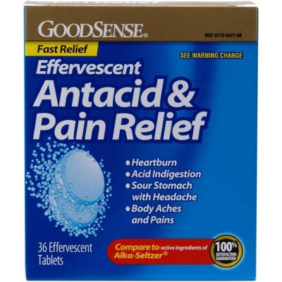 Goodsense Antacid & Pain Relief Effervescent Tablets, 36 Ct