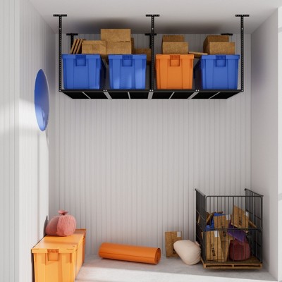 Karl Home 36 in. D x 72 in. W Black in Adjustable Height Overhead Ceiling Mount Garage Storage Rack