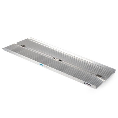 Titan Ramps Single-Fold Wheelchair Ramp, 5 Foot Folding Aluminum Scooter Ramp with Textured Surface and Carry Handle, 600 Pound Capacity