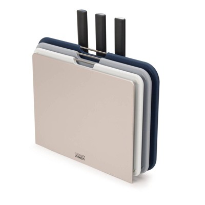 Joseph Joseph Nest Boards Plus 6pc Knife and Chopping Board Set Silver: Stainless Steel Cutlery & Chef Knife Set