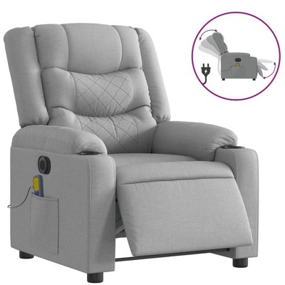 vidaXL Massage Recliner Chair Wingback Reclining Armchair for Elderly Fabric - Light Gray Electric Push Back