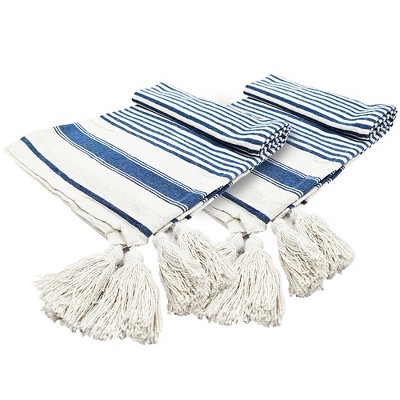 Dexmalle Brighton Blue Striped Throw Blanket, 2 Pack