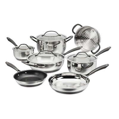 Cuisinart 11pc Radiant Pro Stainless Steel Cookware Set: Induction Compatible, Tempered Glass Lids, Dishwasher Safe