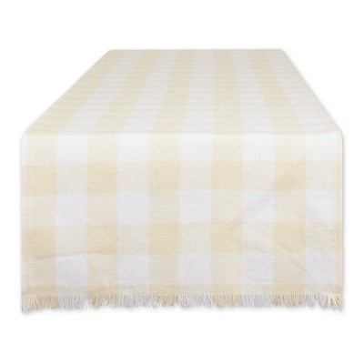Design Imports  Natural Heavyweight Check Fringed Table Runner 14X108