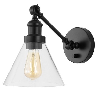 8" LED Cowie Iron/Glass Adjustable Wall Sconce Oil Rubbed Bronze - JONATHAN Y: Dimmable, UL Listed, Eco-Friendly
