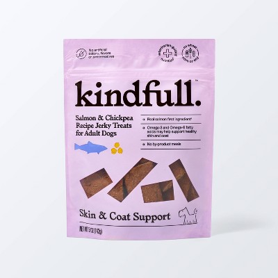 Skin and Coat Support with Salmon and Chickpea Jerky Dog Treat - 5oz - Kindfull™