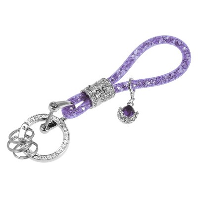 Unique Bargains Car Faux Crystal Keychain Ring with Bling Rhinestones Key Fob Accessories