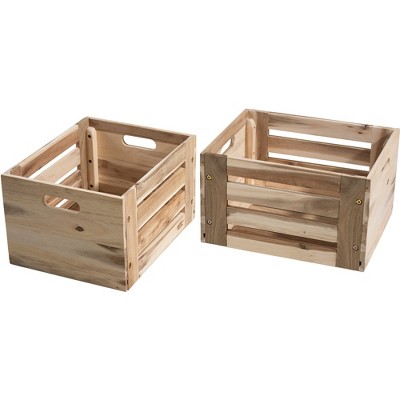 eHemco Solid Wood Storage Crates, Set of 2