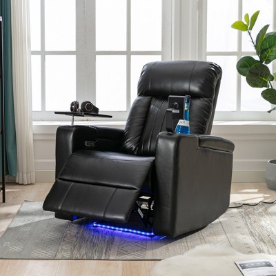 Whisen 35"D x 37.25"W x 41.2"H Power Recliner with Storage Arms, Cupholders & Tray Table