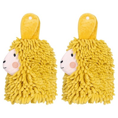 REGALWOVEN Cute Cartoon Alpaca Soft Absorbent Chenille Decorative Hand Towels 2 Pcs