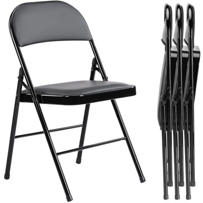 Comfy Folding Chair: Easy Storage, Black Leather