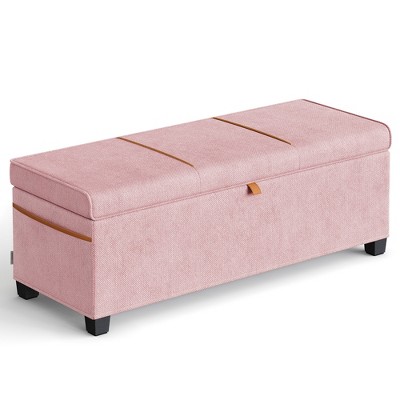 SONGMICS HOME 43.3" Storage Ottoman Bench 27 Gal (103 L) Capacity End-of-Bed Bench Ottoman with Storage for Bedroom