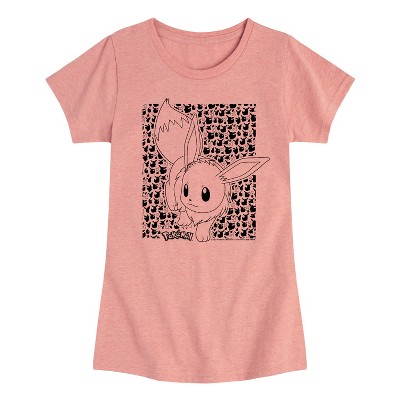 Girls' - Pokémon - Eevee Pattern Fitted Short Sleeve Graphic T-Shirt
